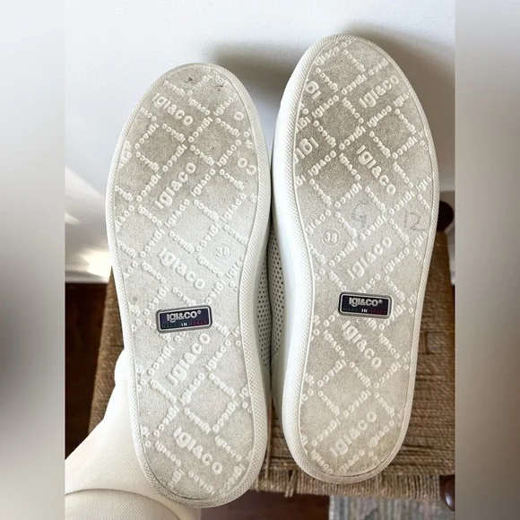 IGI&CO Shoes Women’s 7.5 Nappa Soft Bianca Nero Sneakers White Black - Picture 7 of 7